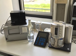 Synergy HT microplate reader from BioTek and CASY cell counter from Innovatis